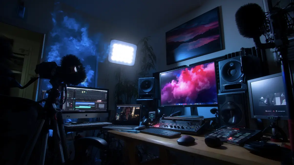 Musician performing to a virtual audience