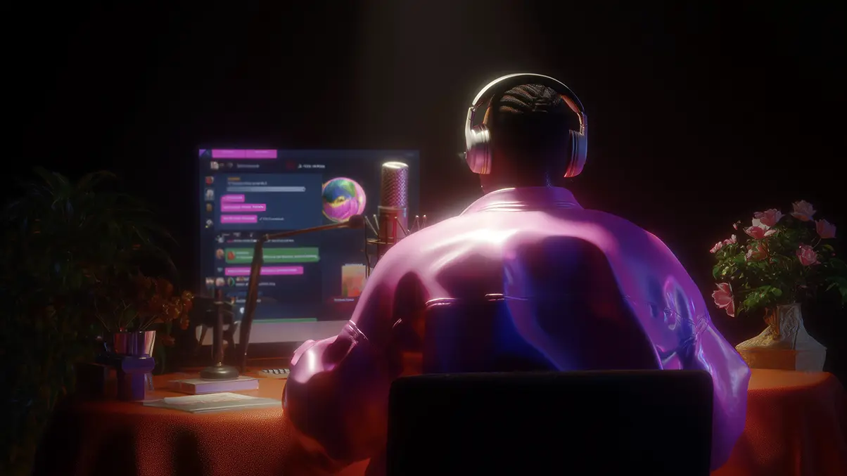Musician performing to a virtual audience