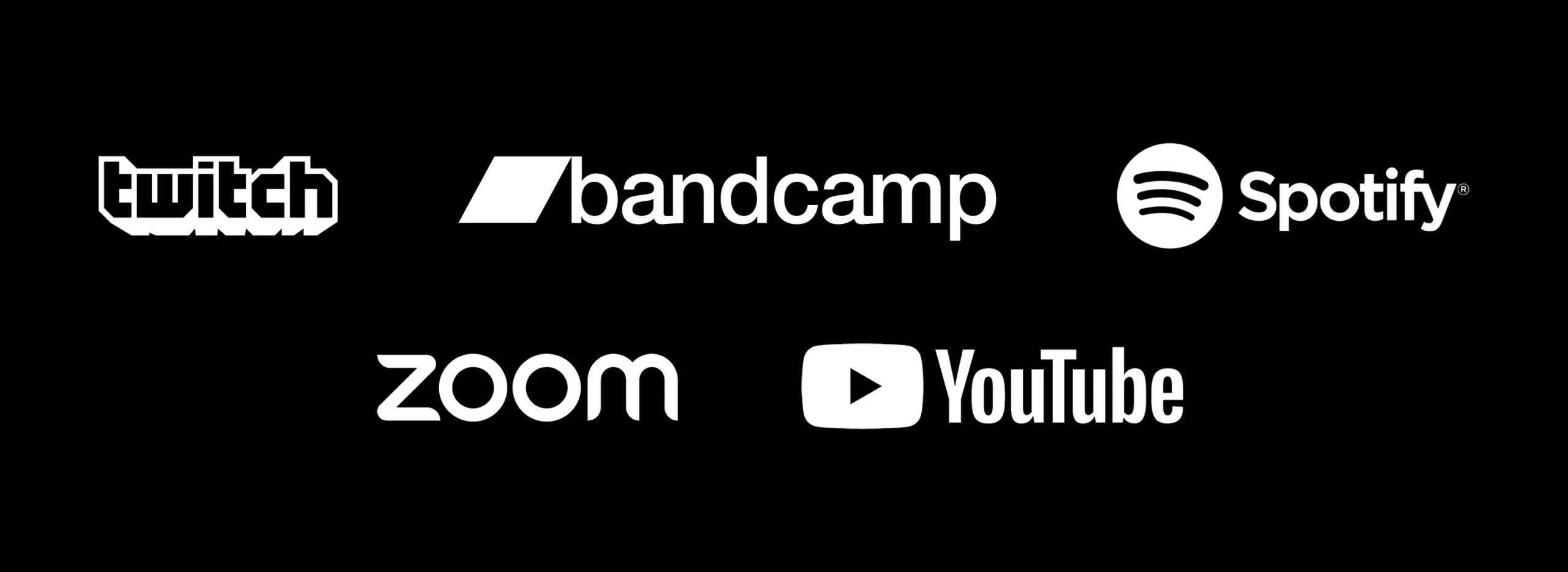 Twitch, Bandcamp, Spotify, Youtube и Zoom