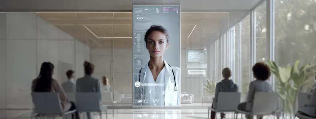 healthcare digital twin on an interactive kiosk